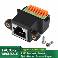 Jack RJ45 8P8C Female ke Terminal Block Sambungan Cepat 8Pin, Ekstensi Kabel LAN Tanpa Solder, Konektor Kabel Ethernet Tanpa Alat