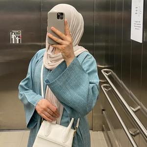 Abaya Fermée en Lin Personnalisée de Haute Qualité pour l'Aïd, Robe Islamique Nouvelle Mode, Abaya de Dubaï pour Femme Musulmane - Product Image 5