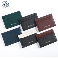 Dompet Kartu Tipis Anti-RFID Kulit Premium Logo Kustom Mewah, Tempat Kartu Bisnis, Tempat Kartu Hadiah