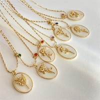 Collar con Colgante Ovalado de Concha con Flor de Nacimiento y Piedra de Nacimiento, Regalo para el Día de la Madre, Certificado CE