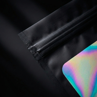 En stock, petit sac d'emballage en plastique holographique laser avec fermeture à glissière, refermable, auto-scellant, à trois côtés scellés, pour les petites entreprises