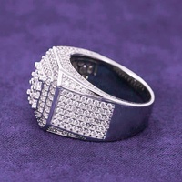 Bague Chevalière Homme en Argent Sterling 925 avec Triple Halo et Grappe de Moissanite GRA D Color Bling Iced Out, Passe le Testeur de Diamant