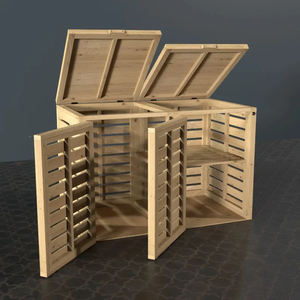 Custom Garden Wood Dustbin Hideaway Garbage Trash Can Storage Shed Rubbish Cover Double Wooden Lockable <strong>Wheelie</strong> <strong>Bin</strong> Storage - Product Image 1
