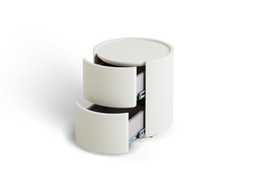 Modern <strong>White</strong>/Grey Eco-Friendly Nightstand with 2 Drawers Movable <strong>Round</strong> Children <strong>Bedside</strong> <strong>Table</strong> for Bedroom Home Furniture - Product Image 3