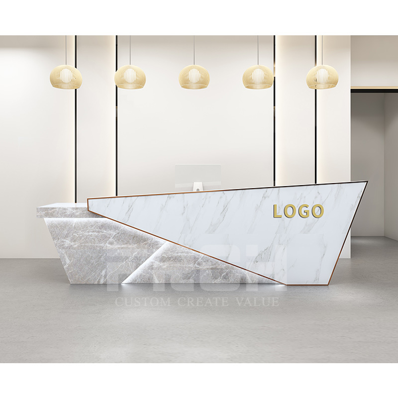 Boutique Haute Brillance Design De Luxe Moderne En Bois Blanc de Meubles De Bureau De Comptoir de Salon de Réception