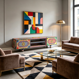 Buffet de style bohème moderne, <span class=keywords><strong>console</strong></span> TV de luxe en <span class=keywords><strong>bois</strong></span> massif pour appartement haut de gamme et salle d'exposition - Product Image 3