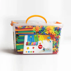 Set Educativo di Mattoncini in Plastica Fai-da-Te per Bambini, Blocchi di Costruzione 4D con Connessioni a Cannuccia, 1000 Pezzi in <span class=keywords><strong>Vendita</strong></span> - Product Image 1