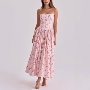 Robes d'été décontractées élégantes de haute qualité pour femmes, nouvelle collection, blanches, florales, sans manches, à bretelles, tissées, écologiques et lavables, vente en gros - Product Image 3