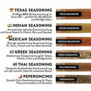 DIBYS Juego de Regalo de Especias Mundiales Moderno de Plástico de 6 Piezas con Mezclas Tailandesas, Mexicanas e Indias y Recetas para Amantes de la Cocina - Product Image 2