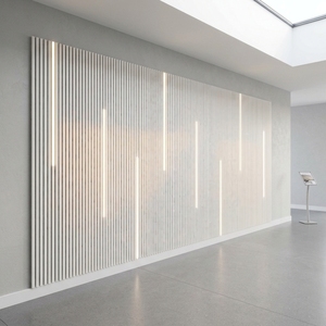 Panneau acoustique en <span class=keywords><strong>bois</strong></span> à lattes, finition blanche, absorption acoustique haute performance - Product Image 1