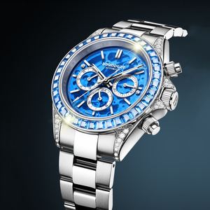 Reloj Mecánico Cronógrafo con Esfera Azul de Moda, 40 mm, Chapado en Oro, Acero Inoxidable, Resistente al Agua 50 m, para Hombre - Product Image 6