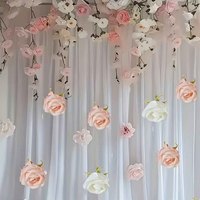 Rose blanche suspendue, fleur artificielle réaliste en soie, décoration de plafond, parfaite pour les cérémonies de mariage, les fêtes de mariage, les décors de fête