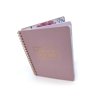 Carnet A5 personnalisé imprimé en feuille d'or couverture en plastique et carton PU avec reliure à bobine mini style spirale cadeau dans un emballage en boîte