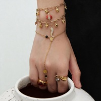 Bracelet en acier inoxydable double couche avec pendentif cœur pour femme, couleur or, bijoux de mode DIY en gros