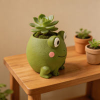 Pot de fleurs en résine personnalisé en forme de grenouille de dessin animé mignon, micro-paysage pour balcon et jardin domestique