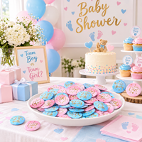 Badges boutonnières révélation du sexe bleu rose pour vêtements de bébé, équipe garçon ou fille, pour anniversaire, fête prénatale, jeux et fournitures de fête