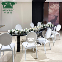 Mobilier de salle de banquet Table ronde de restaurant demi-lune antique en métal noir