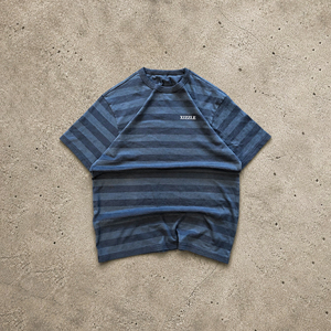 T-shirts personnalisés en gros pour hommes, décontractés d'été, à manches courtes, 100% coton, col rond, à rayures, design rayé vierge - Product Image 1