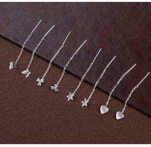 S999纯银珠宝爱情星星月亮吊坠耳环长链银线流苏女耳环 - Product Image 3