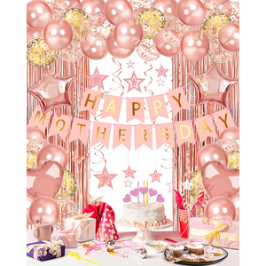 Décoration de fête d'<span class=keywords><strong>anniversaire</strong></span> dorée : Bannière, rideau de fond, confettis en papier en forme de cœur et étoiles, et guirlandes en latex - Product Image 4