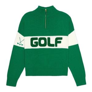 Pull-over en tricot 100 % coton pour femme, personnalisé, sport, golf, couleur contrastée, demi-zip, haute qualité, broderie OEM, vente en gros - Product Image 2