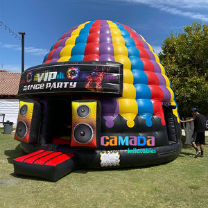 Castillo Inflable con Diseño de Arcoíris, Domo Disco Redondo, Equipo de Brincolín con Tobogán y Soplador, Material de PVC, Capacidad de 1000 kg - Product Image 2