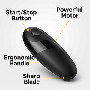 Black Electric Can Opener Magnetic Lid Holder Smooth Edge <b>Battery</b> Powered Tin Opener for Household Kitchen Use - Product Image 4