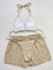 Ensemble bikini 3 pièces pour femme 2026, style brésilien, à licou et à volants, avec short rembourré amovible - Product Image 3
