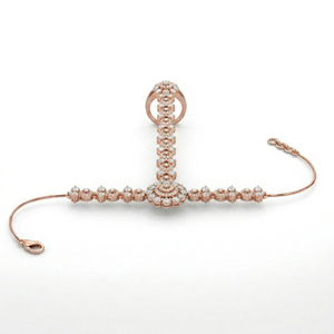 Pulsera de tenis de acero inoxidable chapada en oro rosa con diamantes, engaste de bisel en forma de corona, joyería vintage unisex para boda, certificada por IGI - Product Image 1