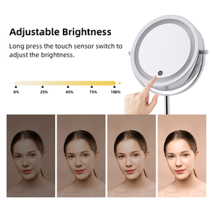 Miroir de Maquillage LED Intelligent Rotatif à 360° avec Grossissement 3x, Double Face, Commande Tactile, Lumières Tricolores, Alimenté par Piles, <span class=keywords><strong>pour</strong></span> <span class=keywords><strong>Coiffeuse</strong></span> - Product Image 2