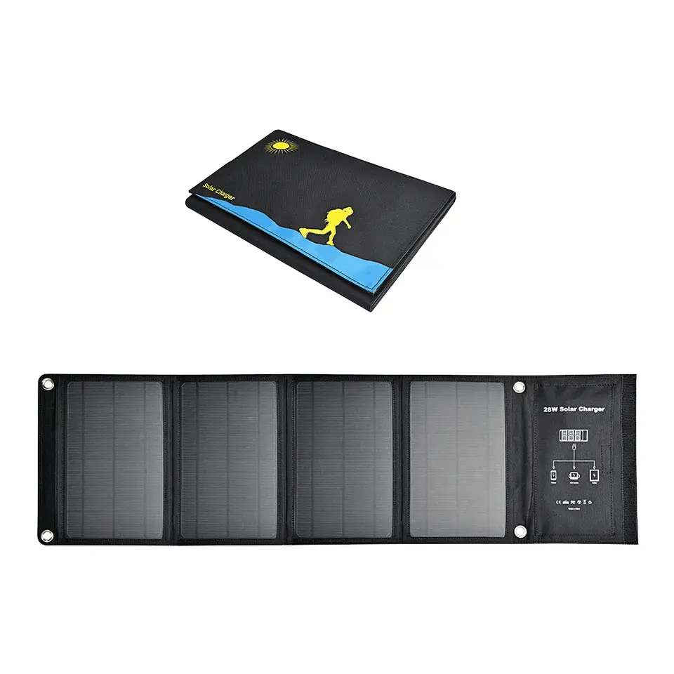 Personalizado al aire libre a prueba de agua Mono Panel Solar Puerto Panel Solar portátil 21W 28W 30W USB Panel Solar plegable
