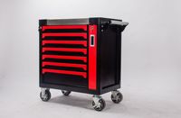 Chariot à outils robuste en acier inoxydable OEM à 7 tiroirs avec roulettes et coffre, 258 pièces