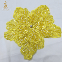 Kualitas tinggi 3D bunga berlian besar payet dengan manik-manik bordir DIY kerah & Corsage bordir Applique untuk pakaian gaun