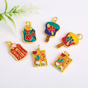 จี้เคลือบทองโบราณลายดอกพีชสำหรับสร้อยคอเสื้อสเวตเตอร์ เครื่องประดับขายส่ง - Product Image 4