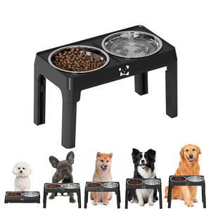 Suporte Elevado para Tigelas de Cães e Gatos com Altura Ajustável em 4 Níveis, Capacidade para 2 Comedouros de Aço Inoxidável, Antiderrapante, Impermeável e à Prova de Vazamentos - Product Image 1