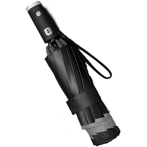 46'' Arc Automatic Folding Reverse Inverted Umbrella With LED Light Handle