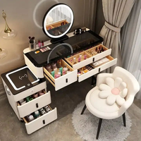 Meuble de salle de bain moderne, coiffeuse, ensemble design, pieds en métal, table à langer avec miroir LED, charge sans fil