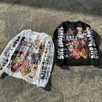 T-shirt Thermique à Manches Longues en Coton Lourd Personnalisé pour Hommes, Oversize Graphique DTG Sérigraphié, T-shirt en Maille Gaufrée