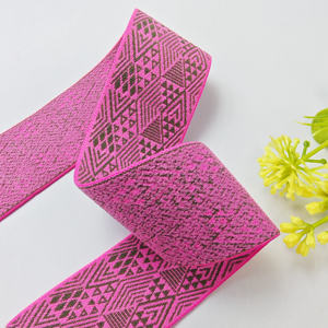 Cinta Elástica de Spandex/Nailon Gruesa con Logotipo Personalizado de Fábrica, Color Personalizado, con Patrón Geométrico para Prendas, Logotipo Jacquard con Letras HH4K - Product Image 3
