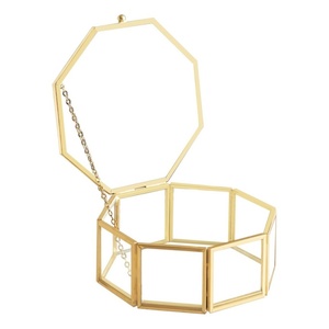 Lussuosa Scatola Portagioie in Vetro, Porta Anelli Nuziali, Espositore Geometrico Esagonale, Regalo di San Valentino per Lei - Product Image 2