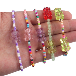 Moda dulce Color caramelo acrílico Gummy Bear pulsera dibujos animados oso de peluche rojo verde cristal pulsera con cuentas - Product Image 4
