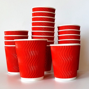 Vaso de Papel para Bebidas Calientes con Tapa, Personalizado con Logotipo, Ecológico, Desechable, de Papel Kraft, con Diseño de Ondas, Color Rosa Dorado - Product Image 5