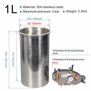 <span class=keywords><strong>Yakoo</strong></span> |   Réservoir sous pression personnalisable en acier inoxydable 304 de 1L, avec collier de serrage, pour colle haute performance, pression max. 0,3 MPa, long - Product Image 2