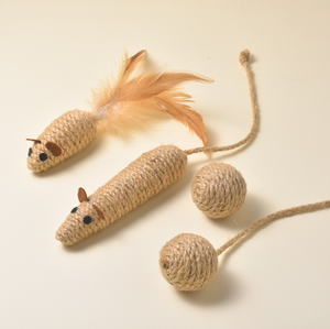 Giocattolo interattivo comodo della corda del gatto della canapa con funzione di graffio della palla di addestramento di auto-rilassamento di stile moderno - Product Image 1