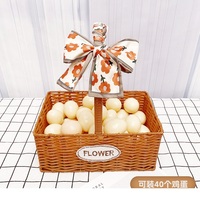 Cesta de Flores de Vime PE Artesanal OEM com Laço e Alça Portátil - Decoração para Casamento, Festa, Casa e Armazenamento de Presentes