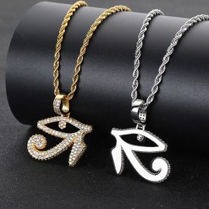 Pendentif Hip Hop Œil d'Horus Égyptien Ancien, personnalisé, serti à griffes, en argent 925 plaqué, Moissanite, style Bling Iced Out pour festival - Product Image 4