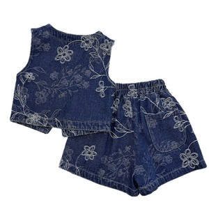 Nuevo Conjunto Vaquero <span class=keywords><strong>para</strong></span> <span class=keywords><strong>Niñas</strong></span> - Falda Vaquera con Estampado Retro Coreano, Chaleco sin Mangas y Pantalones Cortos, Conjunto Ligero de Dos Piezas - Product Image 6