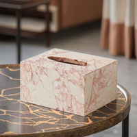 Porte-mouchoirs en marbre rose et vert naturel de luxe moderne, grande dalle durable, finition polie, taille personnalisée, design graphique pour villa