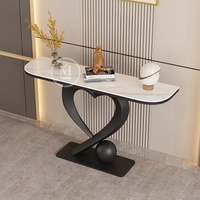 Console d'entrée en métal et dalle de roche, style italien, luxe léger, moderne et minimaliste, personnalisable, pour hôtel, appartement, salon