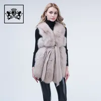 Thiết Kế Thắt Lưng Lông 100% Bất Fox Fur Vest Phụ Nữ Chính Hãng Fur Long Vest
